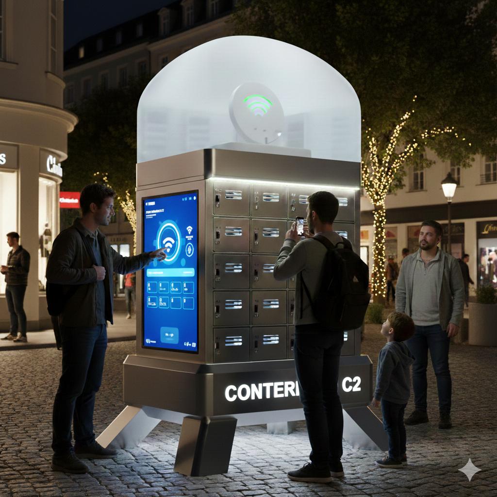 Smart Generator Modul C2 deployed as a public charging, communication and information point